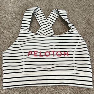 Peloton black and white striped Sports Bra size Small